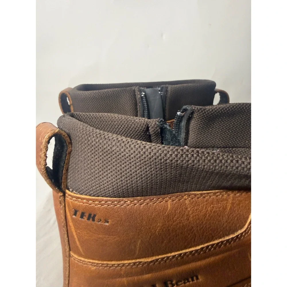 LL Bean Storm Chaser Boots Mens 14 Brown Leather Waterproof TEK2.5 Zip Winter